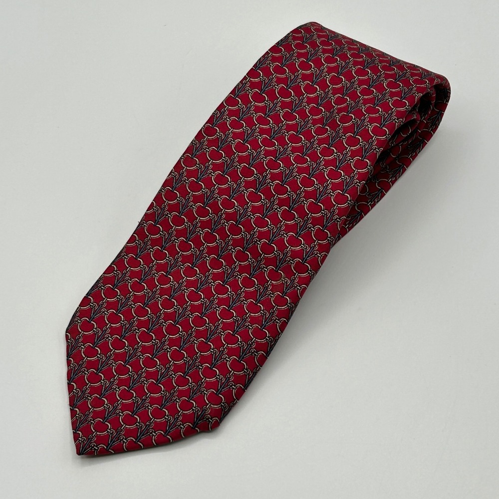 Vintage Harvard Cooperative Society The Coop Red‎ Silk Apple Tie USA Collegiate